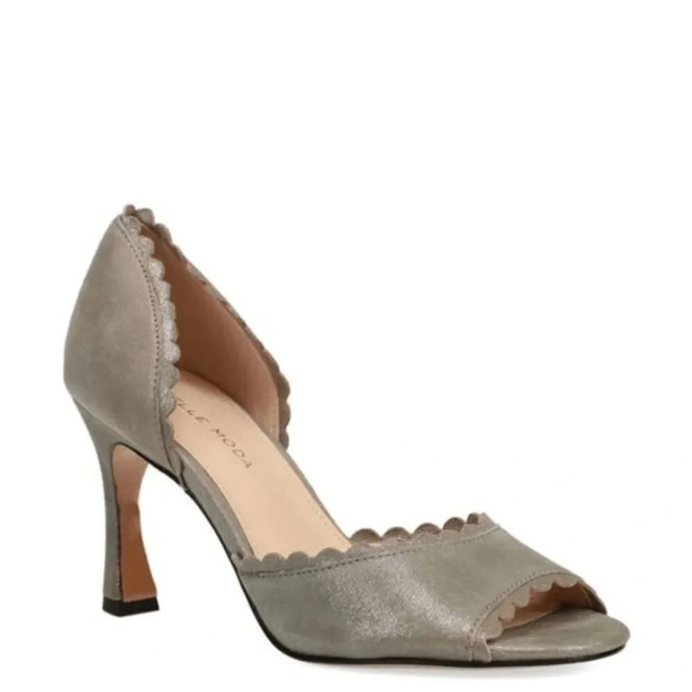 Pelle Moda KENNY PUMP - PEWTER Size 9 heel lined with dainty scallops: Shimmer